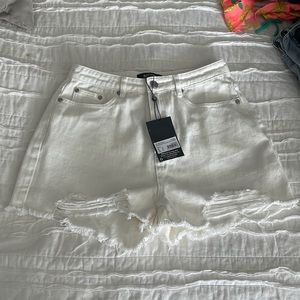 White denim shorts